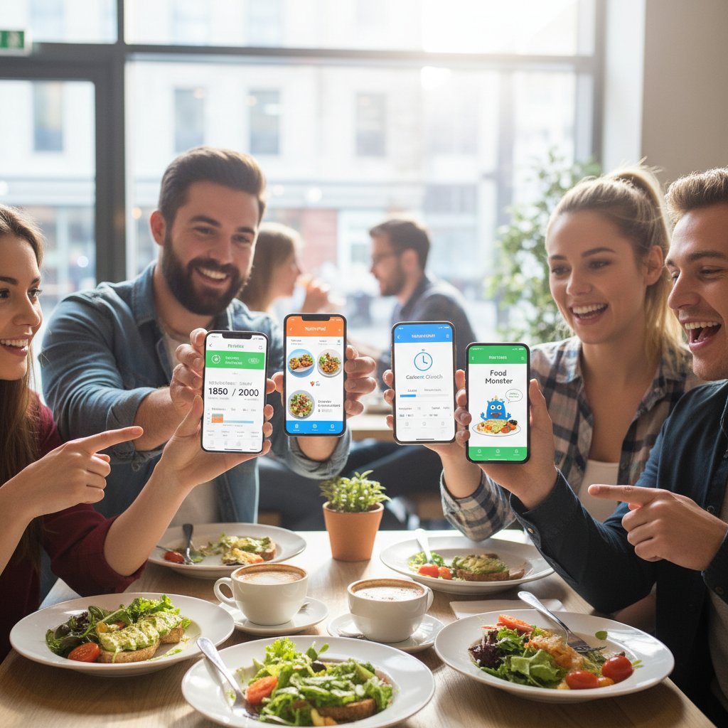 Porównanie użytkowników trzech aplikacji do liczenia kalorii na smartfonach, różne interfejsy