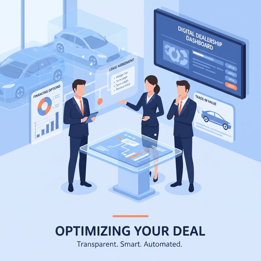 Infographic explaining digital car dealer terminology, illustrated photo concept