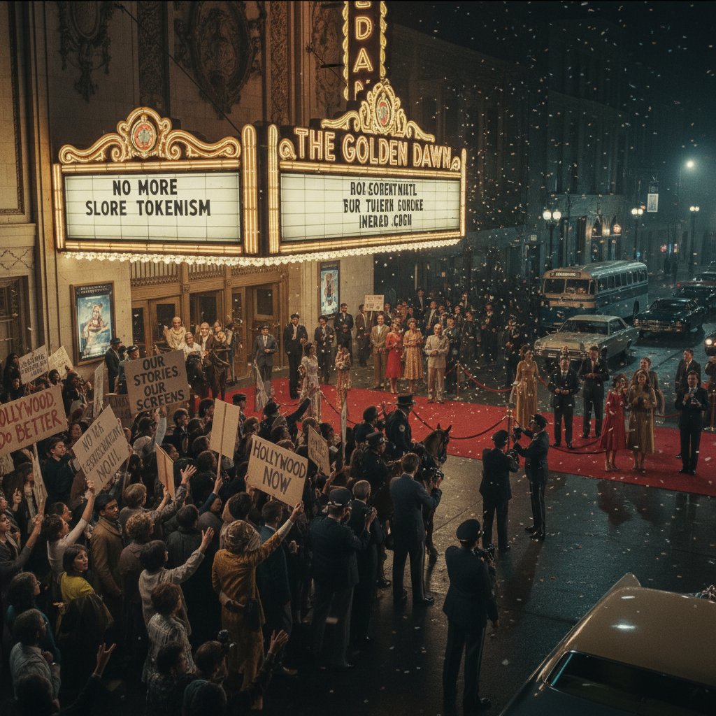 Protesters clash outside a high-profile period movie premiere, making a statement about representation and history