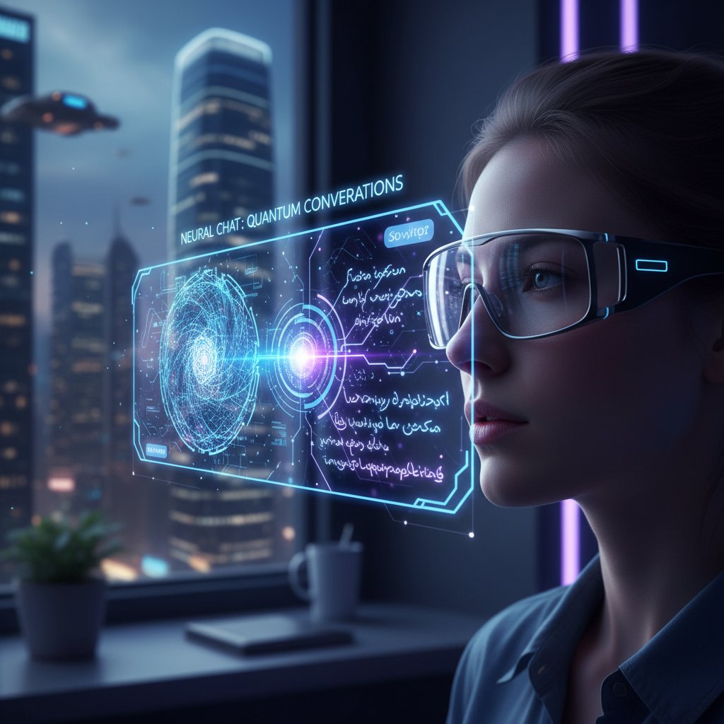 Osoba korzystająca z zaawansowanej technologii AI w rozmowie online, przyszłość cyfrowych interakcji