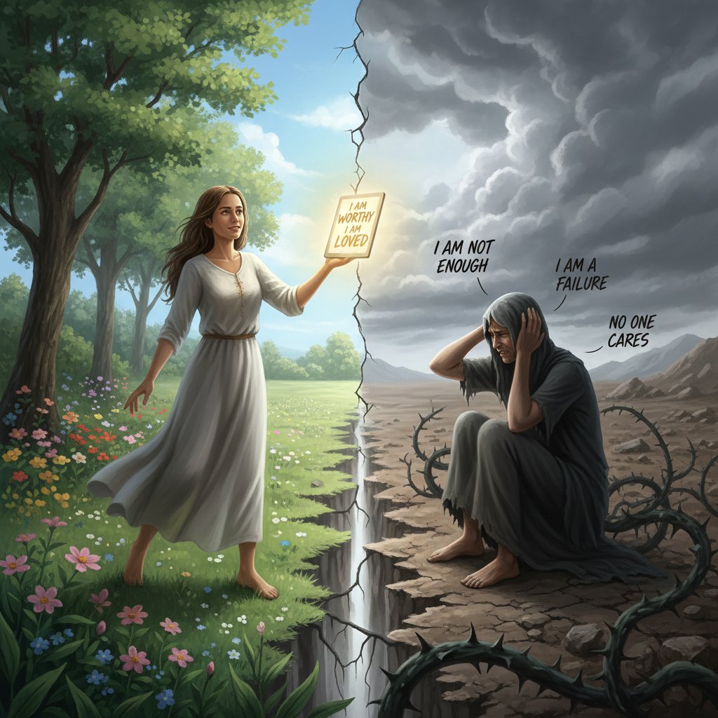 Zdjęcie osoby z kartką „jestem wyjątkowy”, konflikt emocjonalny, autentyczność