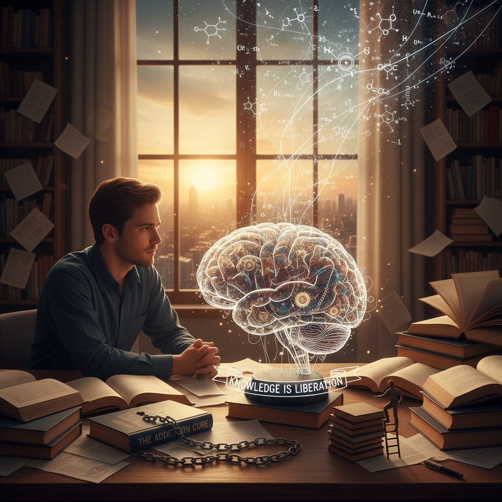 Osoba przeglądająca książki i materiały edukacyjne, inspiracje do walki z uzależnieniem, edukacja zdrowotna