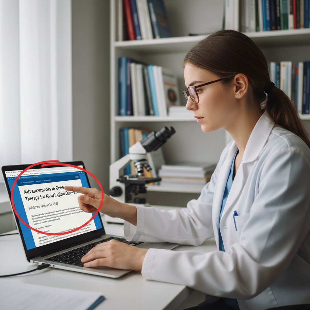 Osoba sprawdzająca datę publikacji artykułu zdrowotnego na ekranie laptopa