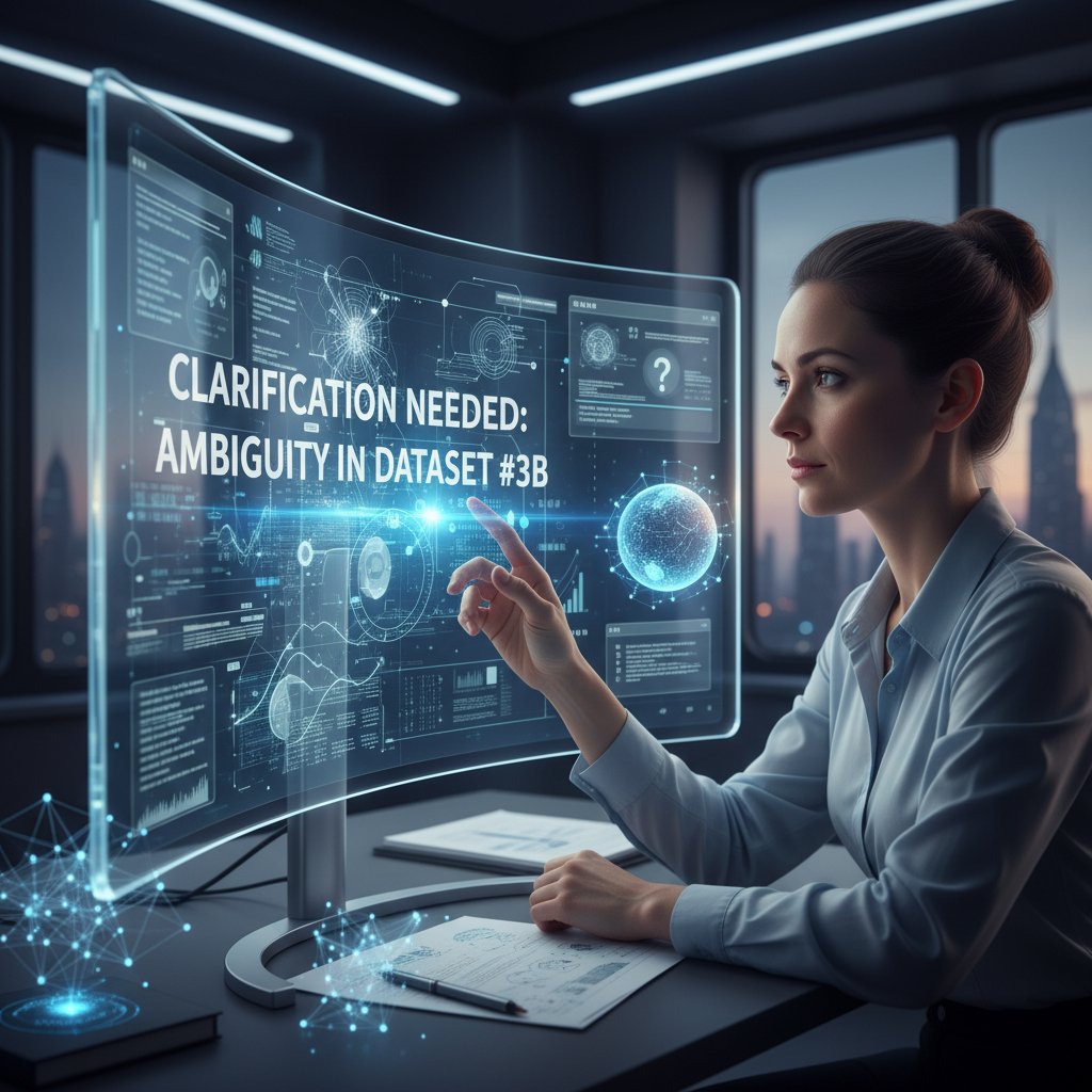 Osoba pracująca z komputerem AI analizującym dane – klaryfikacja w technologii