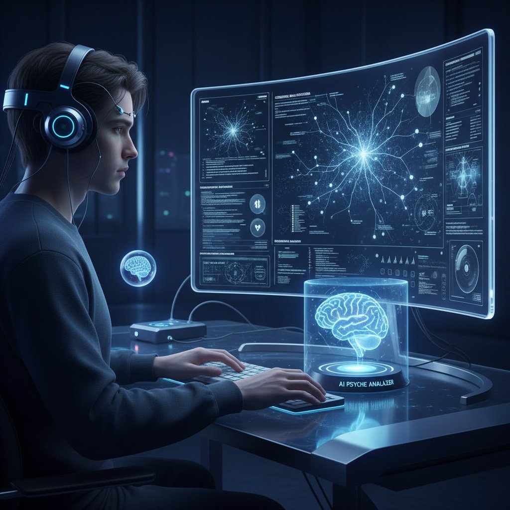 Osoba siedząca przy komputerze, na ekranie wyświetlony wykres analizy psychologicznej – anatomia procesu symulacji relacji