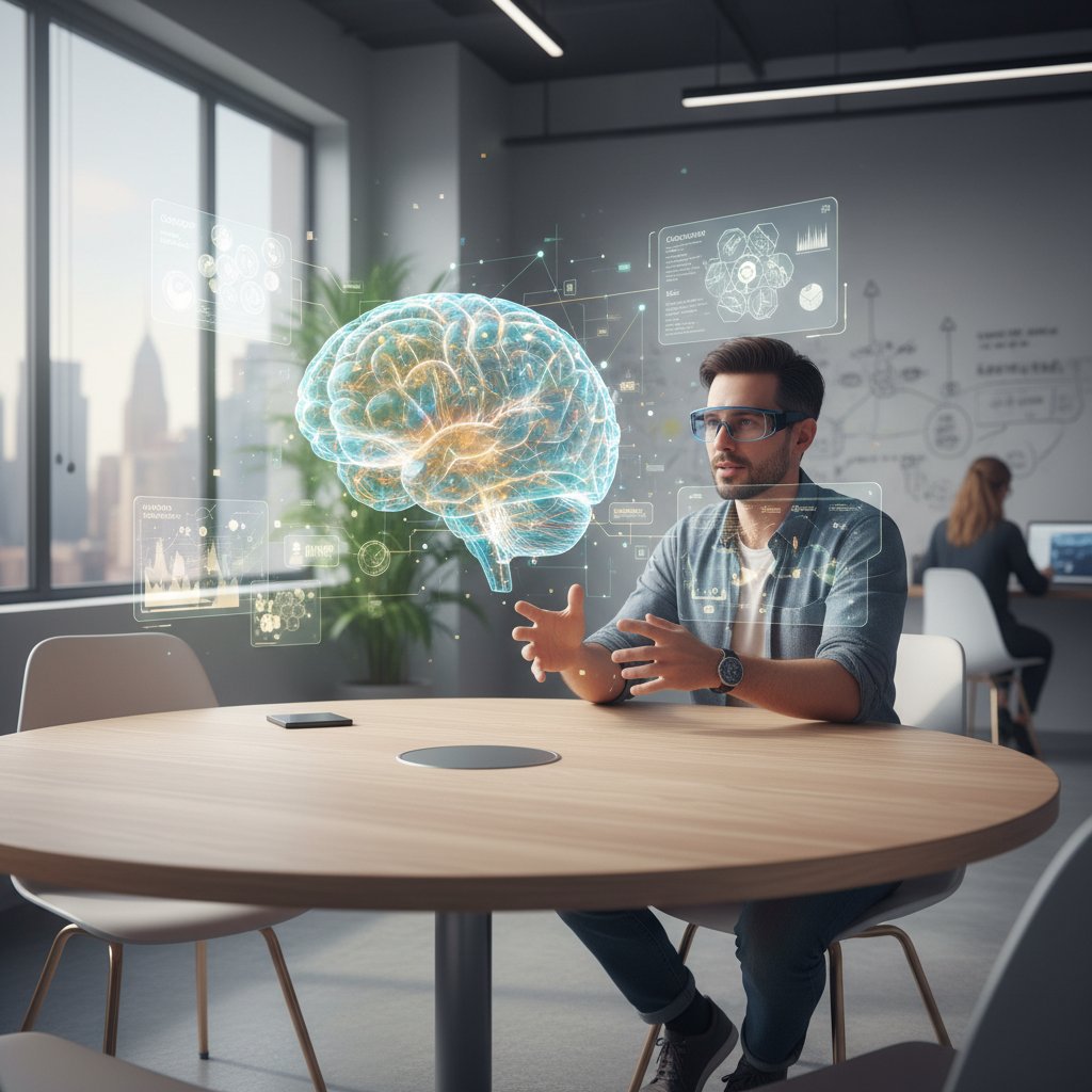 Osoba korzystająca z kreatywnego doradcy AI podczas burzy mózgów
