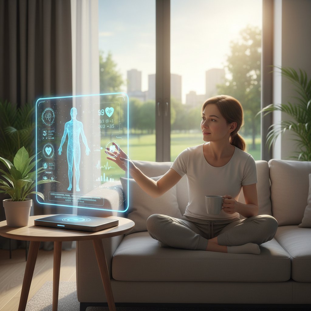 Osoba korzystająca z wirtualnego asystenta zdrowotnego w domu