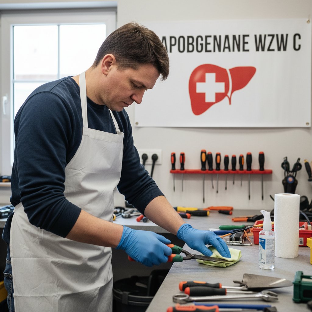 Osoba dezynfekująca domowe narzędzia, strategie chronienia przed HCV