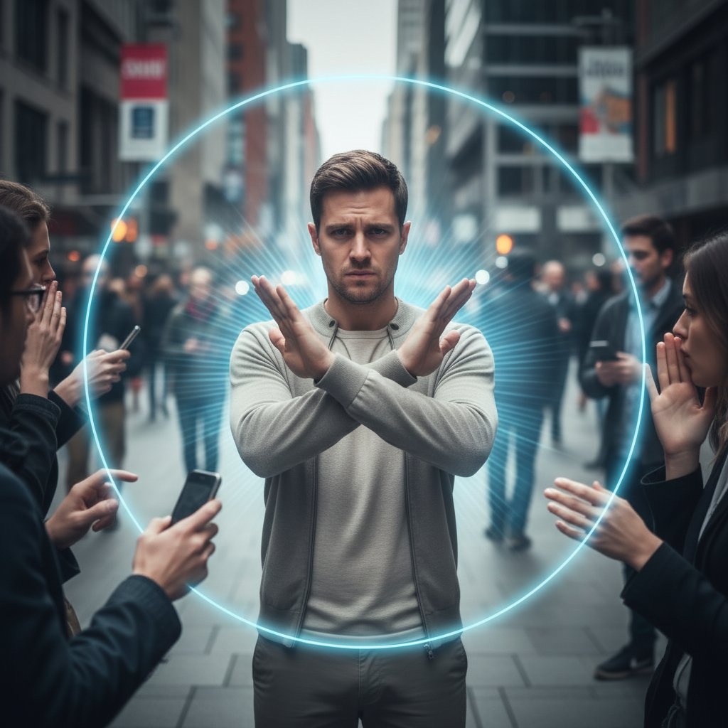 Osoba stawiająca granice, gest „stop”, presja społeczna