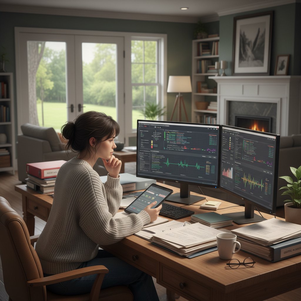 Zdjęcie osoby analizującej wyniki badań w domowym zaciszu – symbol samodzielnej edukacji zdrowotnej