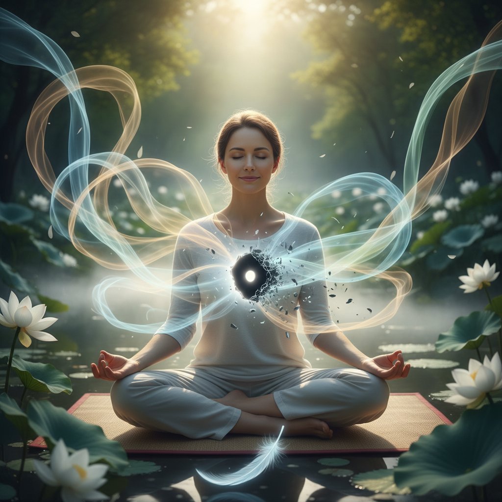 Osoba siedząca w spokoju, praktykująca mindfulness – symbol pierwszego kroku do wyjścia z próżni narcystycznej