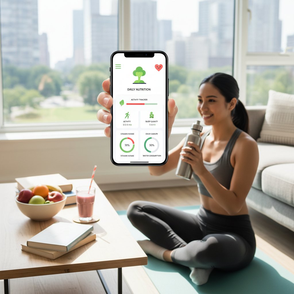Osoba korzystająca z aplikacji mobilnej do śledzenia zdrowych nawyków żywieniowych