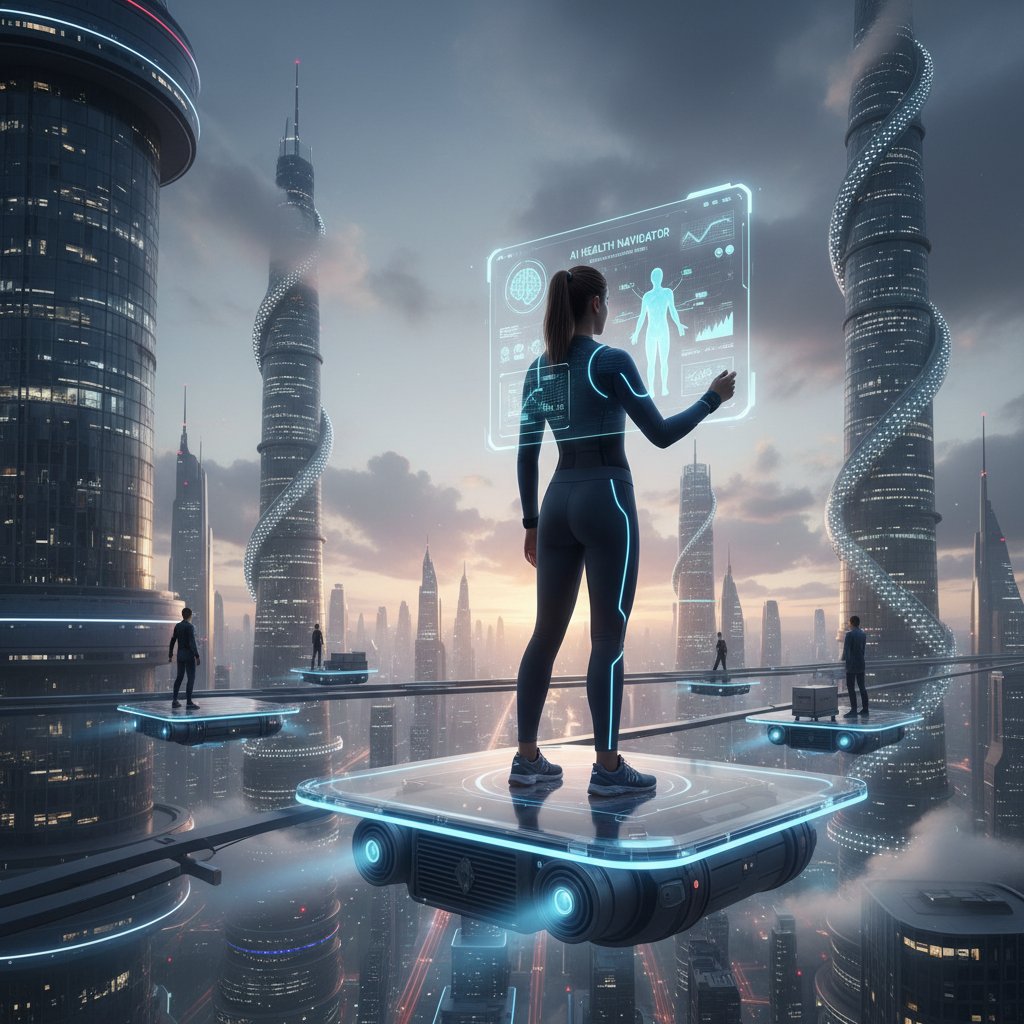 Osoba korzystająca z nowoczesnej platformy zdrowotnej, ekran z aplikacją AI