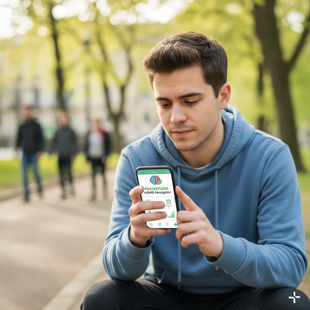 Osoba korzystająca z aplikacji zdrowotnej wspierającej leczenie ADHD na smartfonie