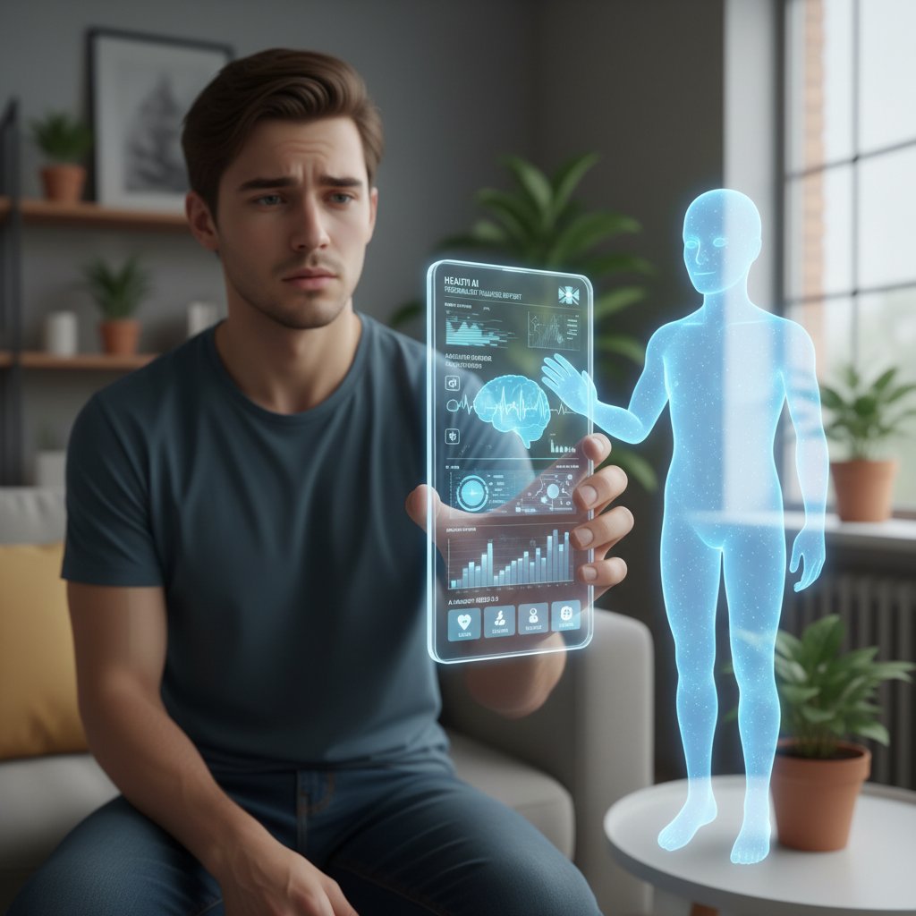 Osoba korzystająca z aplikacji zdrowotnej na smartfonie – digital health, AI i wsparcie w walce z uzależnieniem