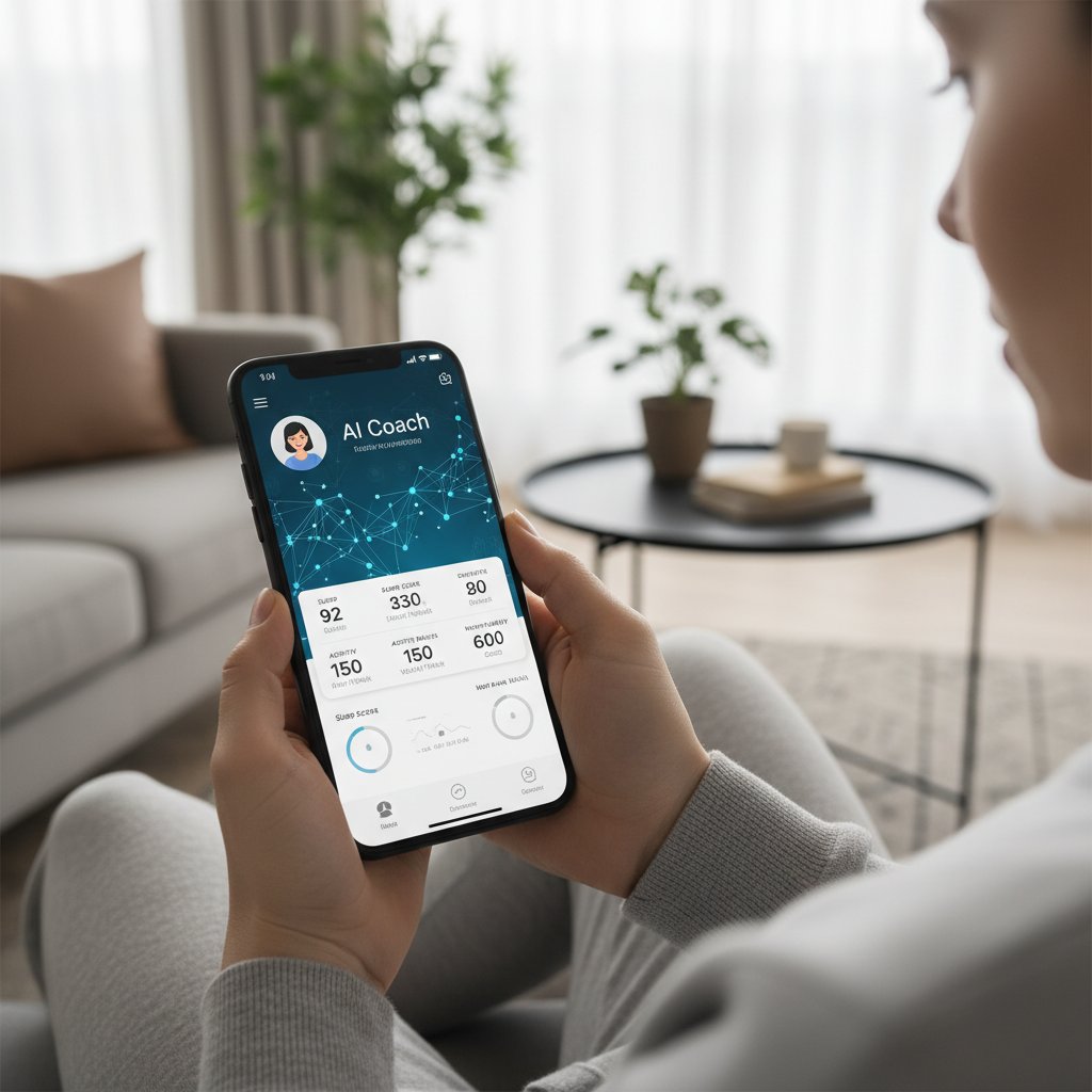 Zdjęcie osoby korzystającej z aplikacji zdrowotnej na smartfonie w domowym zaciszu – symbol nowoczesnego podejścia do diagnostyki