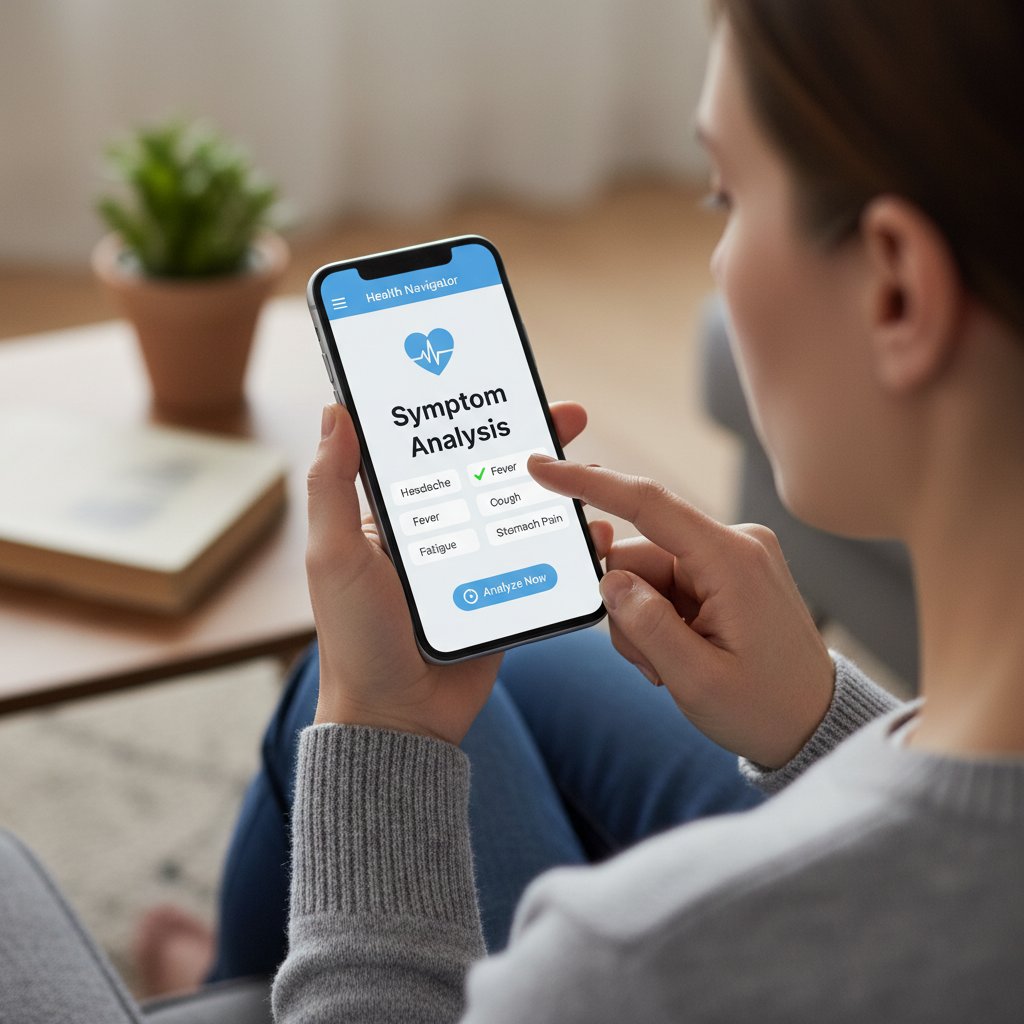 Zdjęcie osoby korzystającej z aplikacji zdrowotnej na smartfonie, analiza objawów