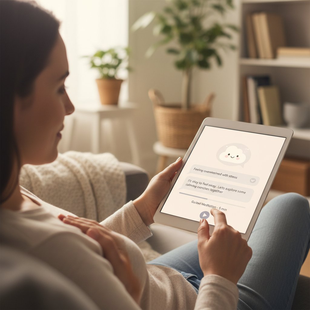 Osoba korzystająca z aplikacji AI do wsparcia zdrowia psychicznego