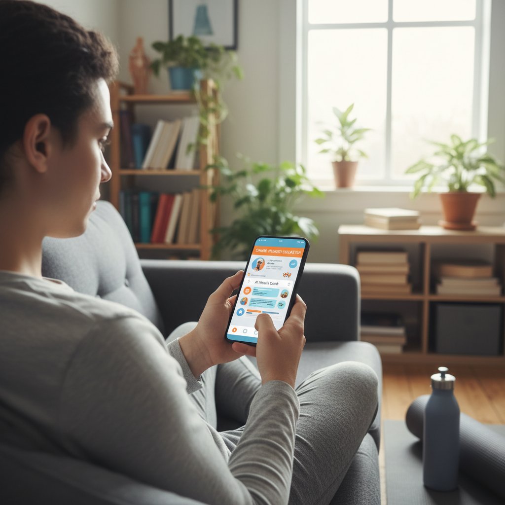 Osoba korzystająca z medyk.ai na smartfonie, edukacja zdrowotna i nowoczesna technologia