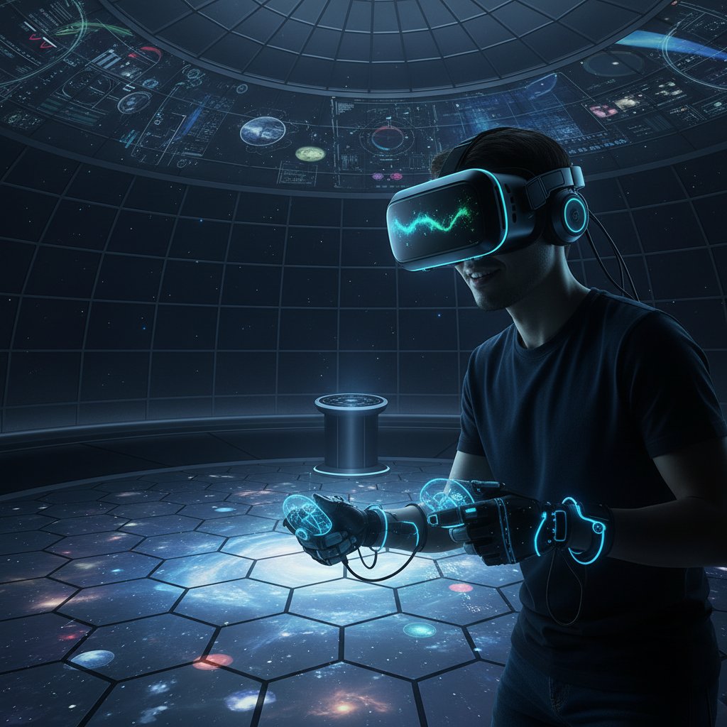 Osoba w goglach VR, zanurzenie w wirtualnej rzeczywistości, innowacyjne sposoby na humor