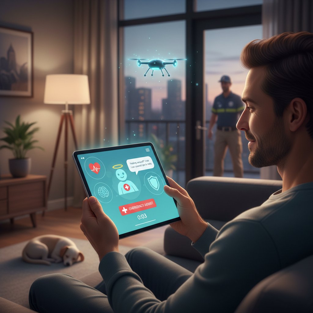 Osoba korzystająca z aplikacji AI do analizy objawów zdrowotnych w domowym zaciszu