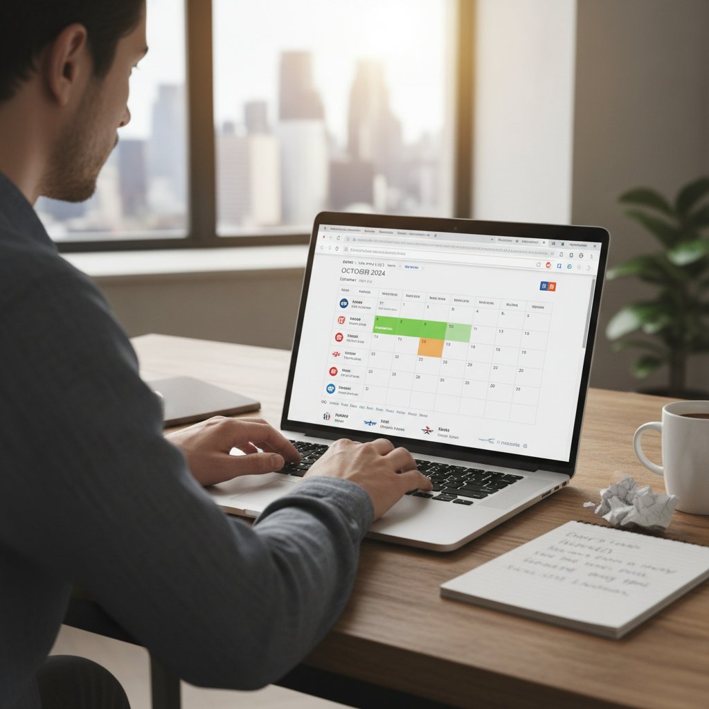 Professional photo of a person analyzing flight search results on MacBook, representing AI-driven mac flights workflow