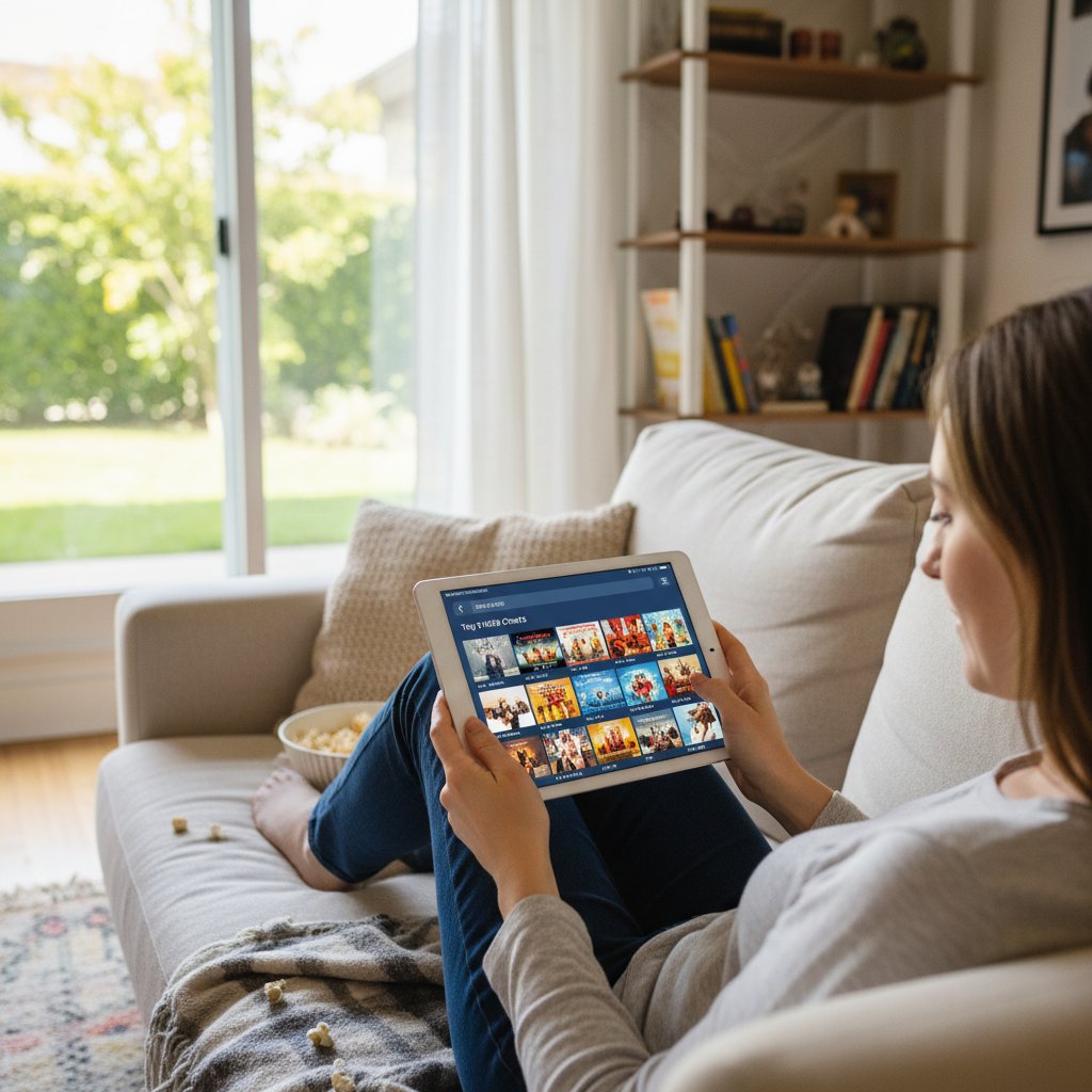 Moviegoer using box office data to choose a film.