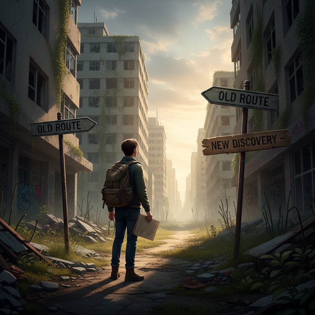 Osoba zmieniająca codzienną trasę spaceru, odkrywająca nowe miejsca w mieście