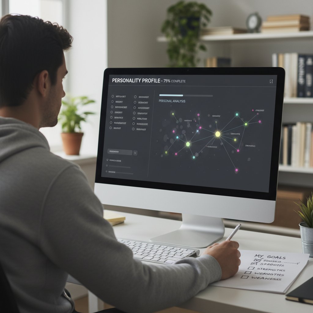 Osoba zaznaczająca checklistę na papierze i analizująca wyniki testu przy komputerze