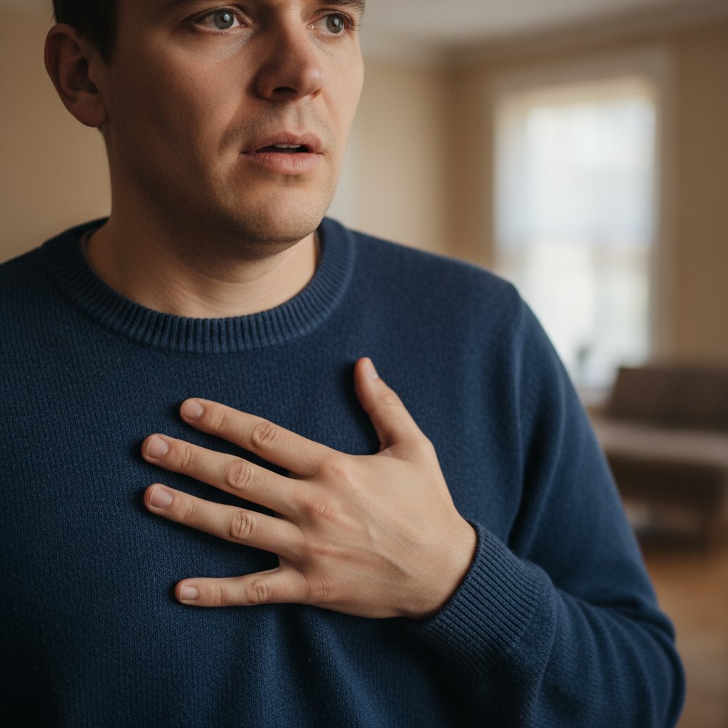 Osoba z napięciem w klatce piersiowej, objawy astmy