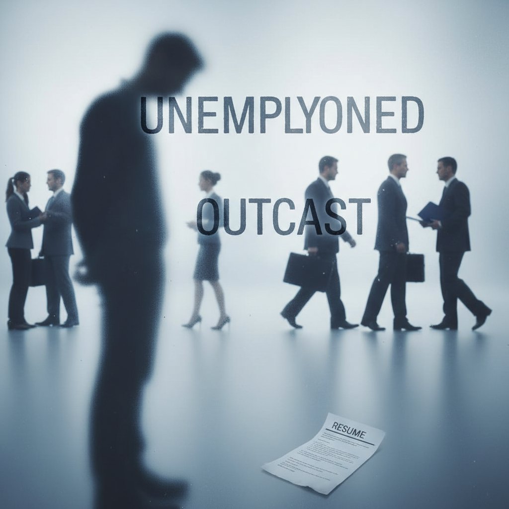 Osoba za matową szybą – symbol wykluczenia społecznego, stereotypy bezrobocie