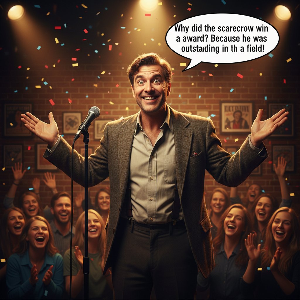 Osoba gestykulująca podczas opowiadania dowcipu, zebrani śmieją się – najlepsze techniki opowiadania żartów