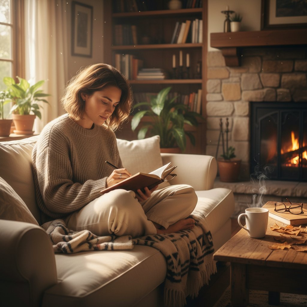 Osoba zapisująca postępy w dzienniku – własna droga do równowagi masy ciała