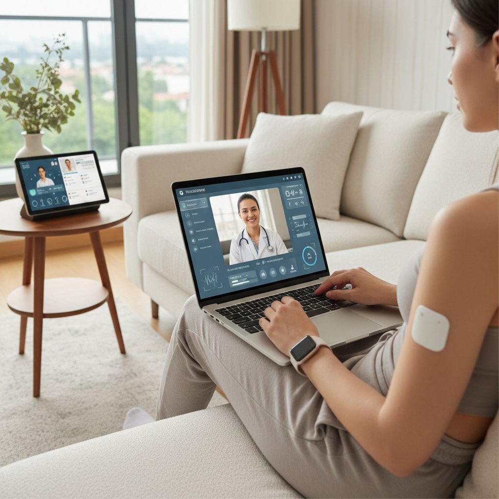 Osoba korzystająca z laptopa w domowym zaciszu – nowoczesne narzędzia wsparcia w walce z rakiem trzustki