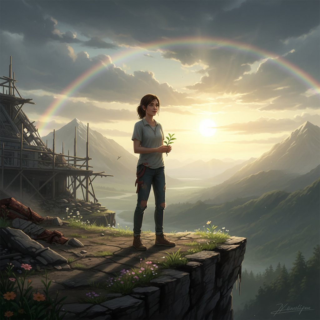 Osoba patrząca w dal po kryzysie, symbol odbudowy i nadziei