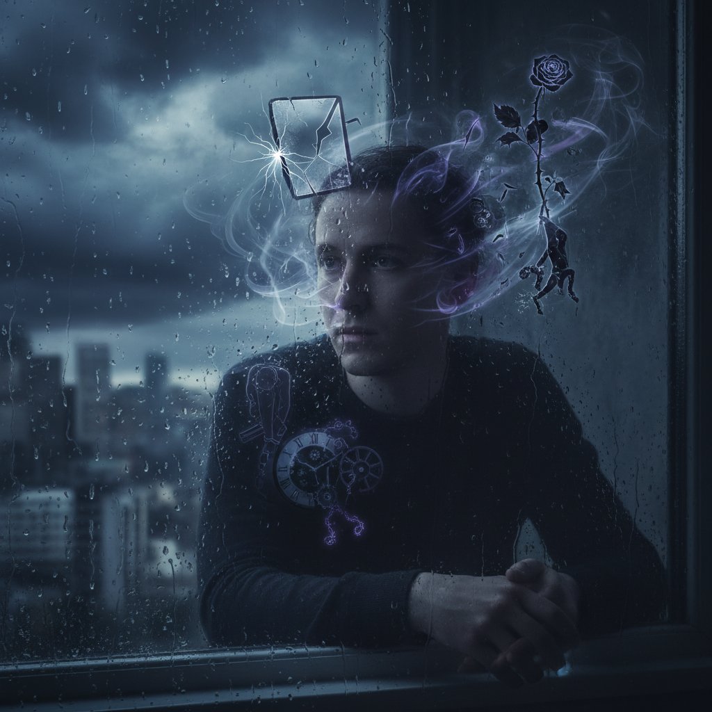 Osoba patrząca przez okno, wyraźnie zamyślona, gotowa na zmianę – siła negatywności