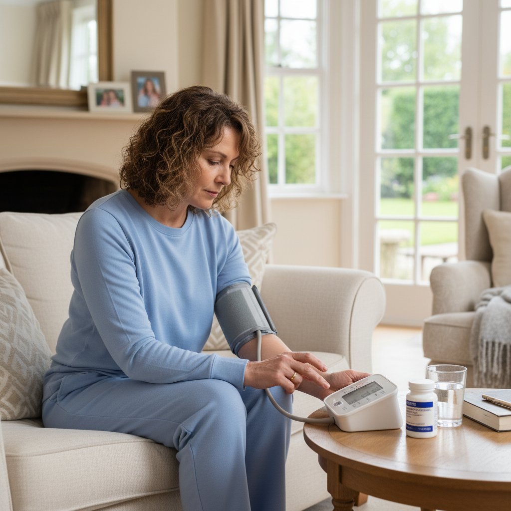 Osoba mierząca ciśnienie krwi w domowym zaciszu – codzienność pacjentów na bisoprololu
