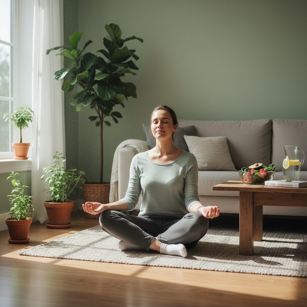 Osoba medytująca, spokojny sen, domowe otoczenie, dieta przy nadciśnieniu
