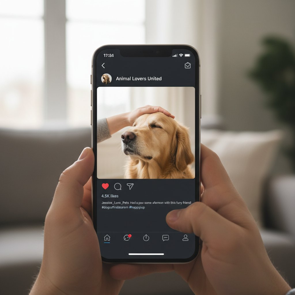 Człowiek głaszczący psa podczas korzystania z aplikacji mobilnej