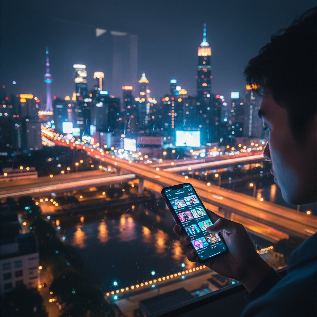 Osoba wpatrzona w ekran smartfona – narcyzm i cykl narcystyczny w mediach społecznościowych