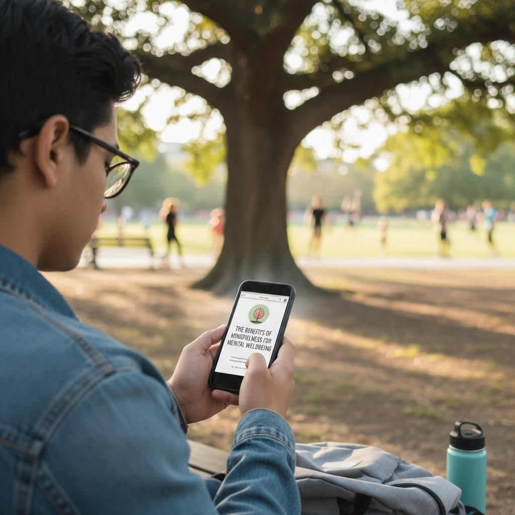 Zdjęcie osoby czytającej artykuł zdrowotny na telefonie, symbolizujące edukację zdrowotną współczesnego Polaka