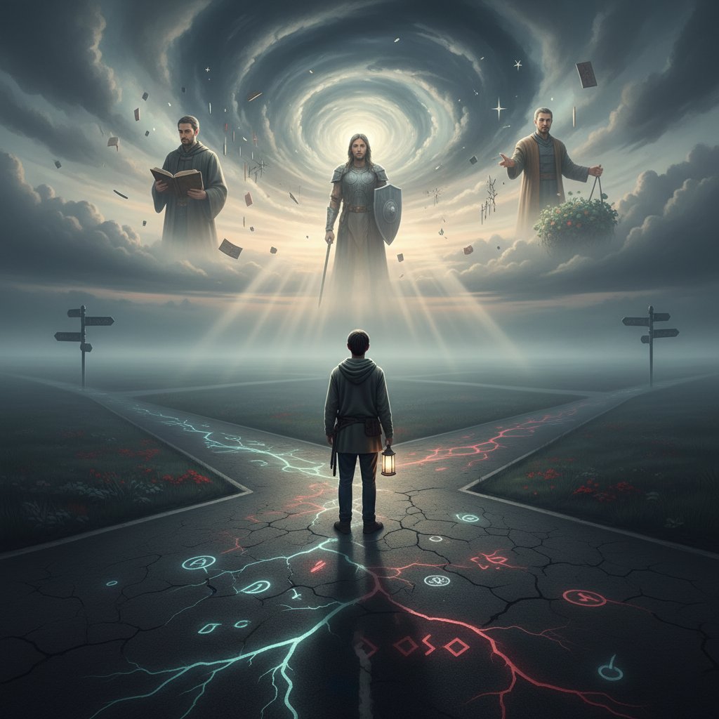 Osoba stojąca na rozdrożu – metafora wyborów moralnych