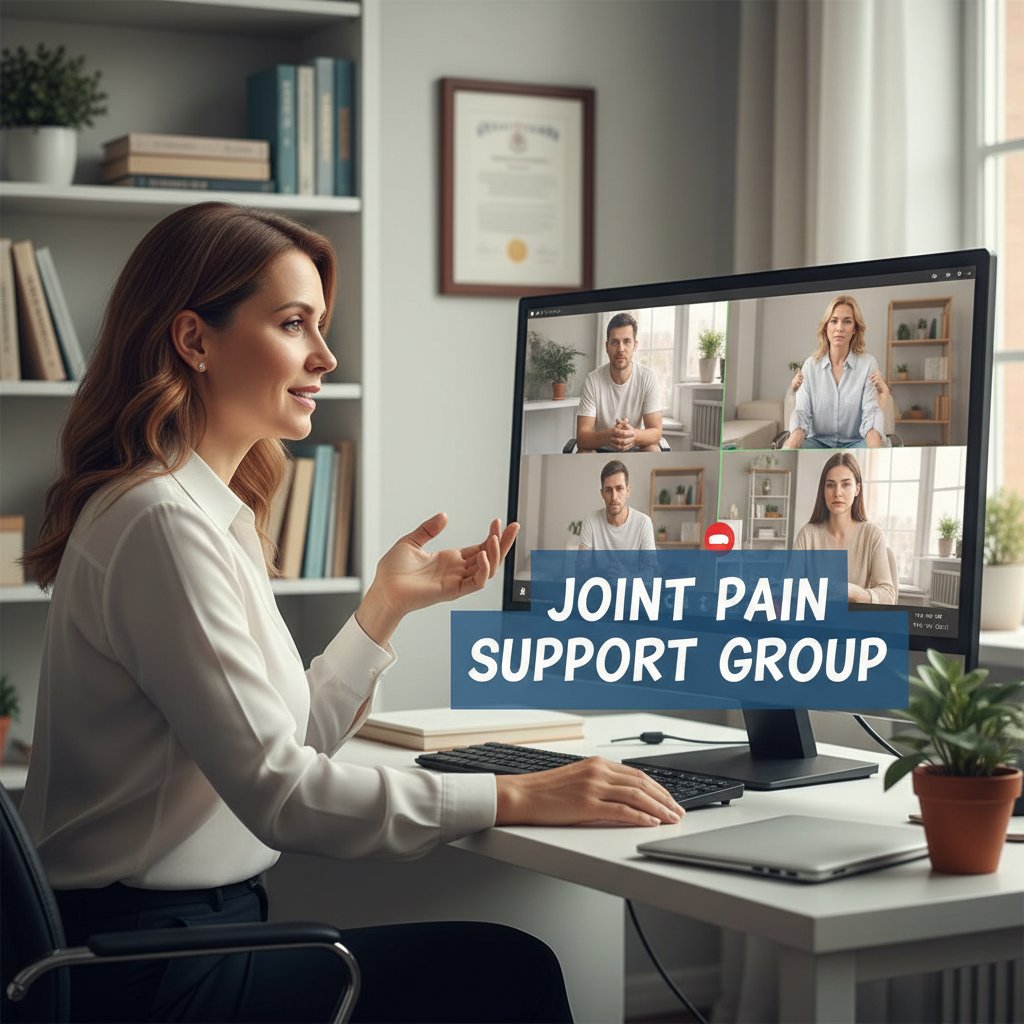 Osoba rozmawiająca z psychologiem online, wsparcie psychiczne przy przewlekłym bólu stawów