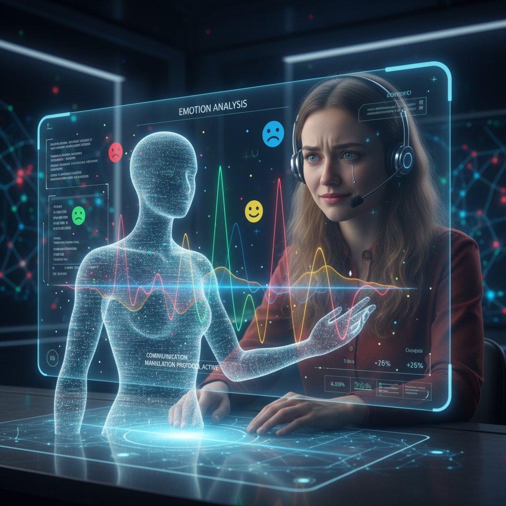 Osoba rozmawiająca z AI, która analizuje jej reakcje emocjonalne