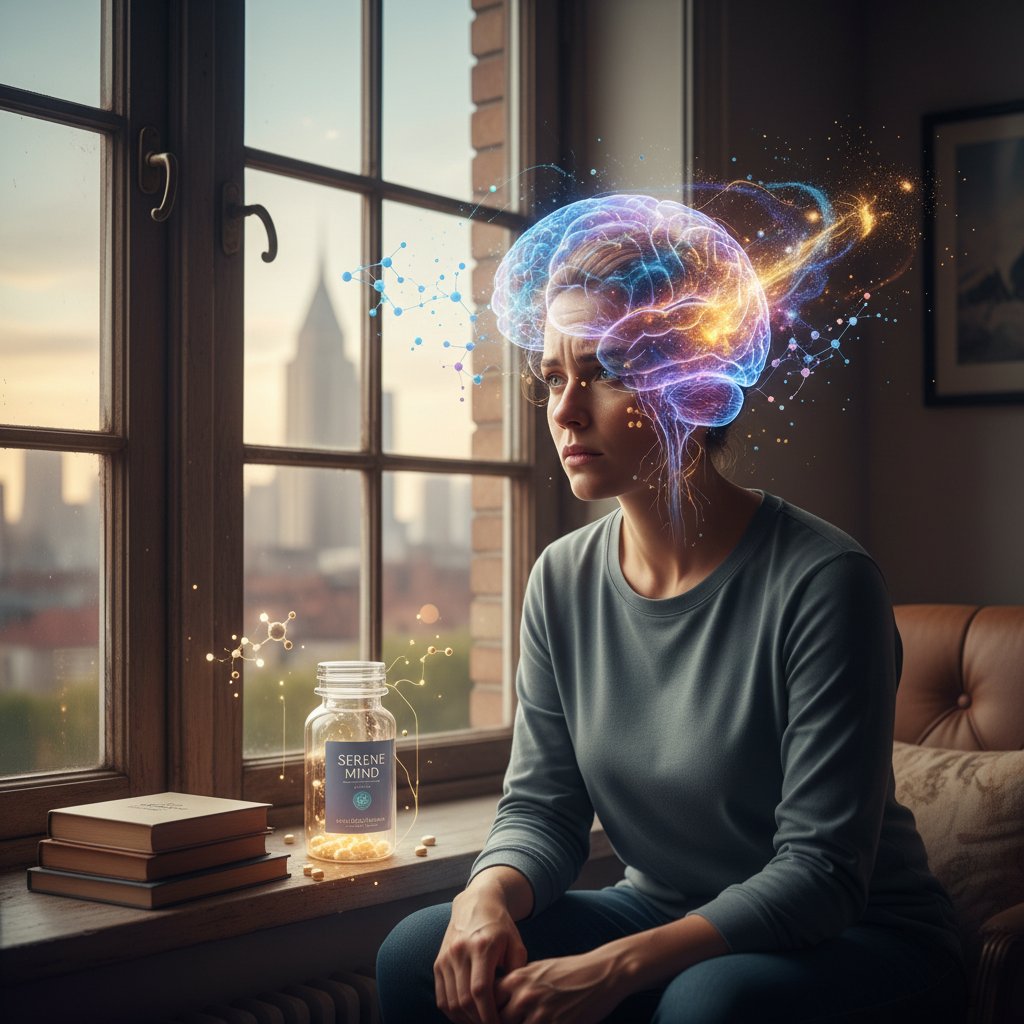 Schemat osoby myślącej przy oknie – ujęcie symbolizujące zachodzące w mózgu zmiany po escitalopramie