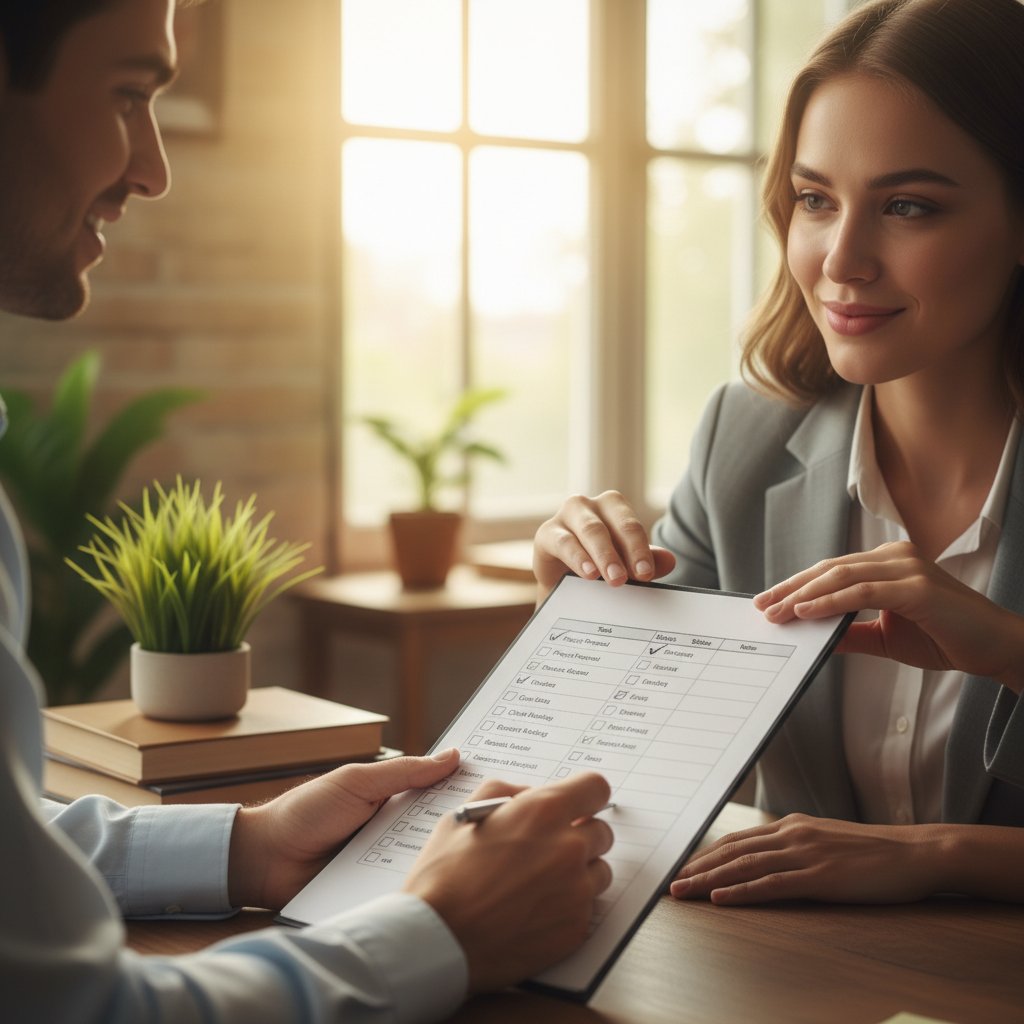 Osoba zaznaczająca punkty na checklistcie objawów amfetaminy