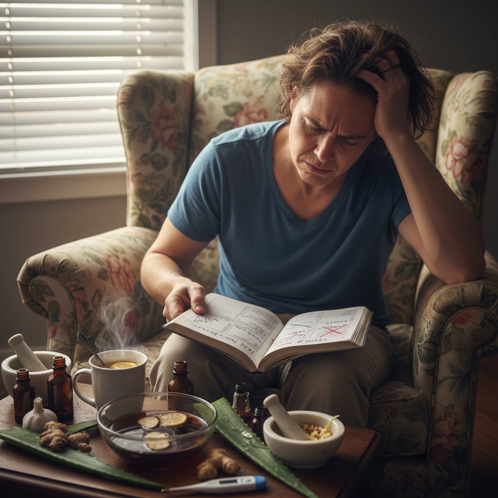Zdjęcie osoby próbującej domowych metod na nadpotliwość bez efektu, frustracja