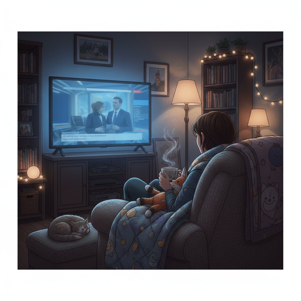 Osoba odwracająca się od trudnych informacji w telewizji, ilustrująca zaprzeczanie w praktyce