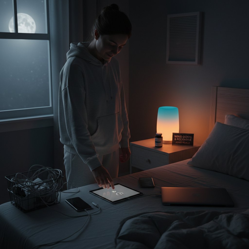 Person schaltet digitale Geräte aus, um ADHS-Stress zu reduzieren und wieder Kontrolle zu gewinnen