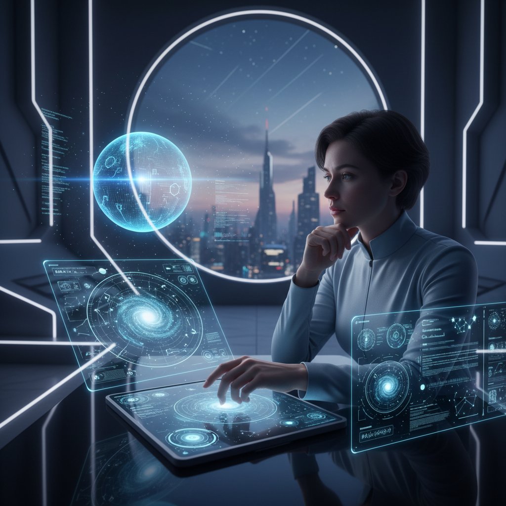 Osoba korzystająca z cyfrowych narzędzi astrologicznych, wsparcie AI, technologia